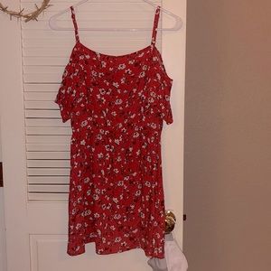 Red floral summer dress